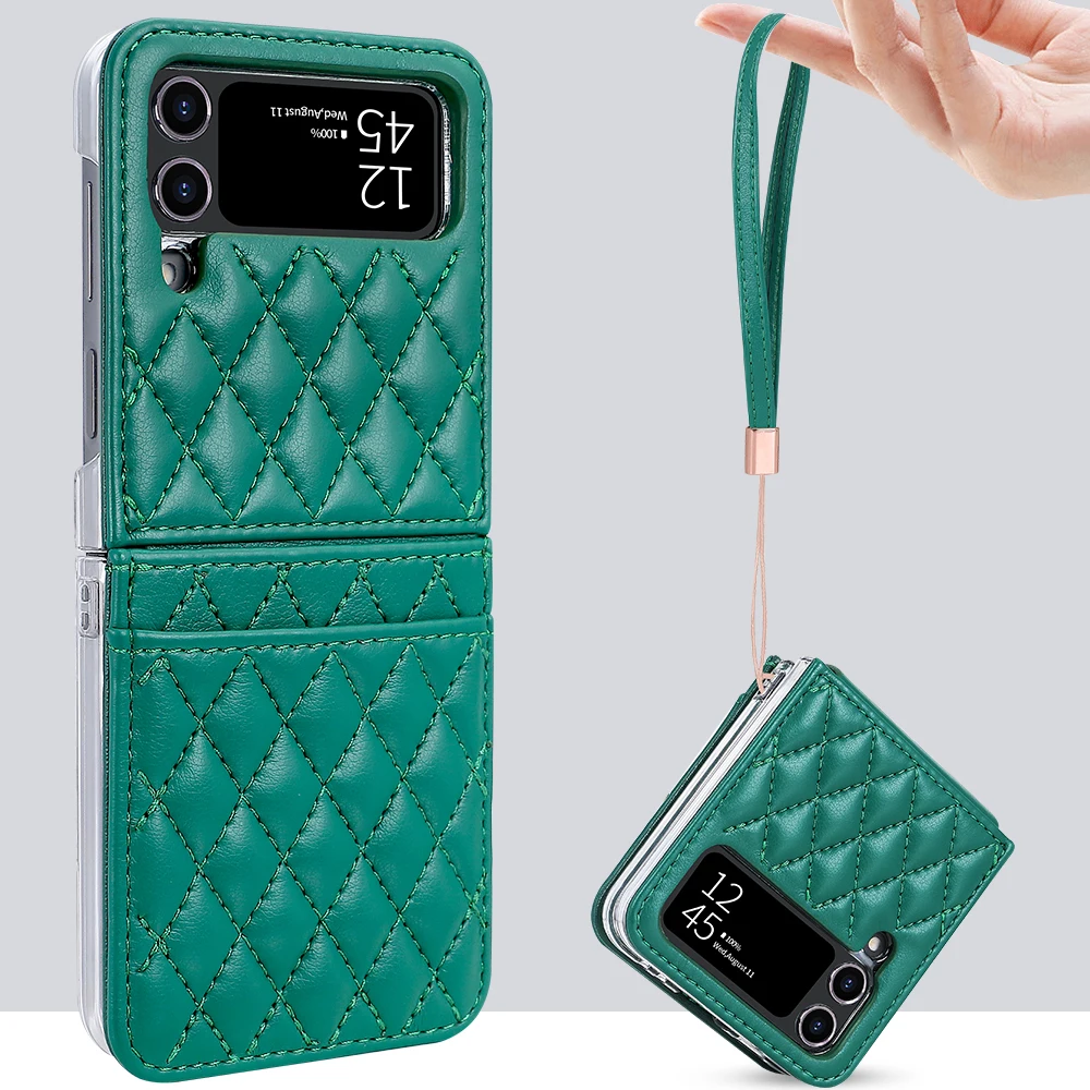 VIETAO Premium PU Leather Phone Case for Samsung Galaxy Z Flip 8 Flip7/6/5/4, Z Flip 8 Phone Case with Wrist Strap And Card Slot