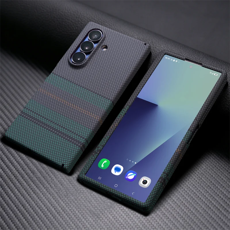 Carbon Fiber Texture For MagSafe Case For Samsung Z Fold 8Ultra 8 7 6 5 4 Magnetic With Screen Protect Film Shockproof PC Cover