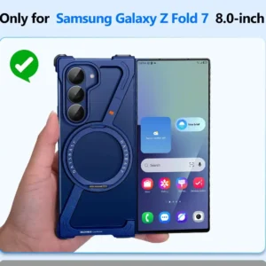 Oatsbasf Frameless Z Case for Samsung Galaxy Z Fold 7 Phone Case with 360° Rotatable Ring Metal Phone Cover Shockproof Bumper
